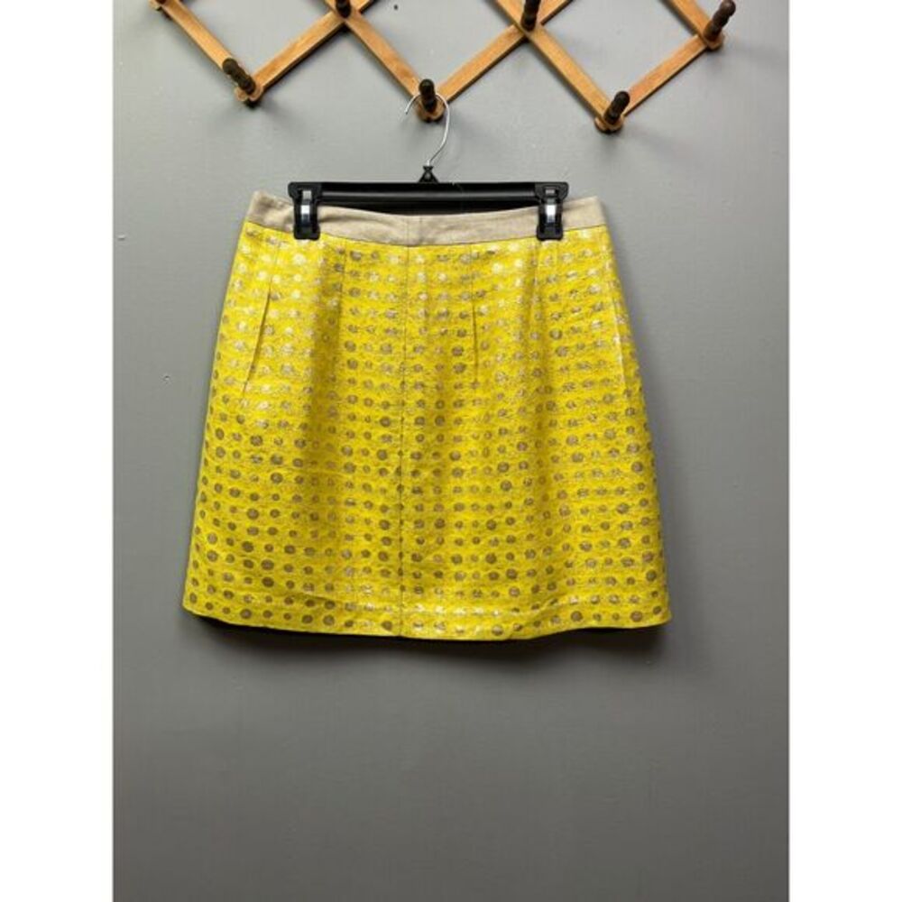 LOFT Skirt Womens size 4 yellow/gold polka dot metallic short Colorful Y2K